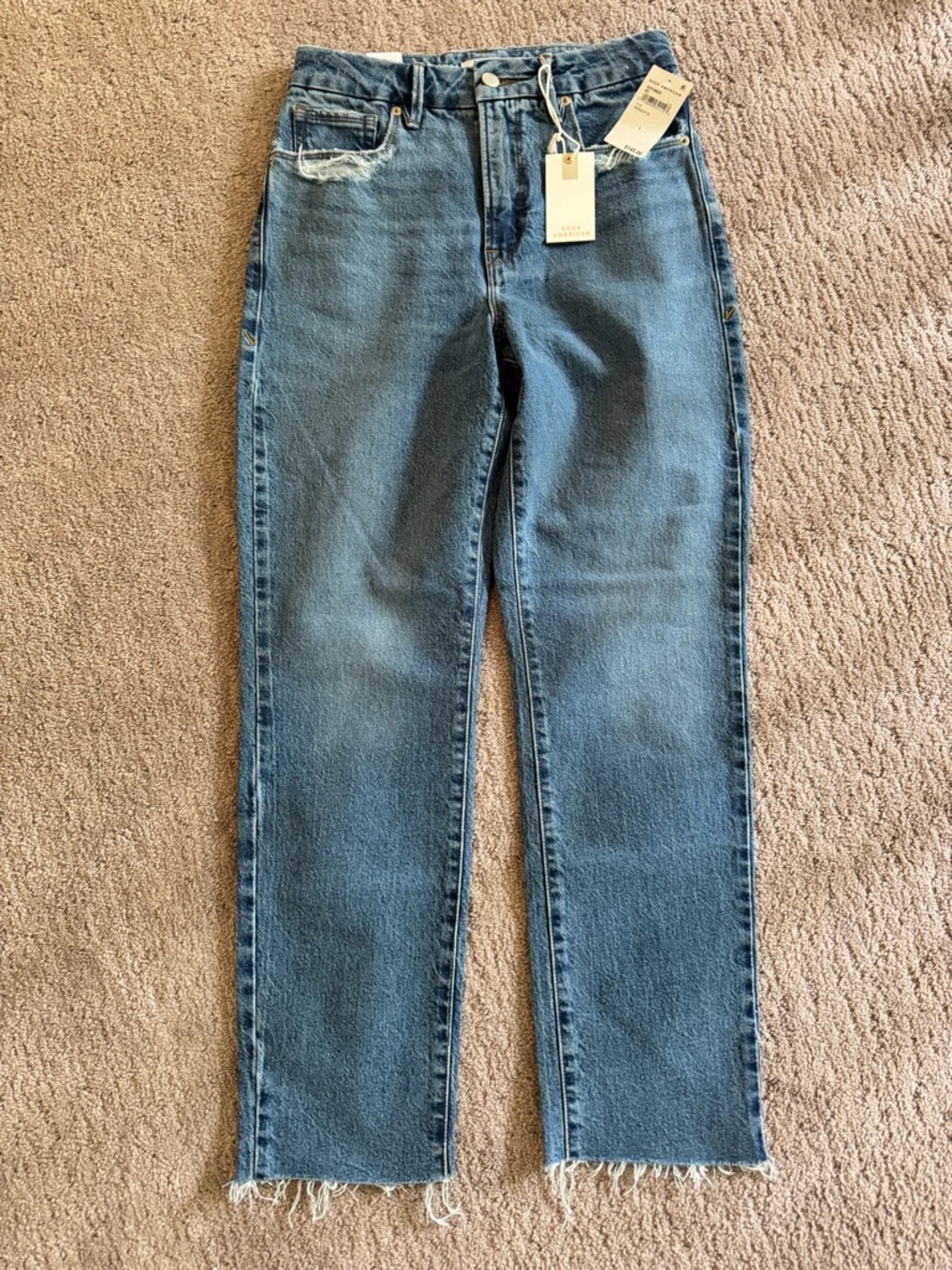 Good American Medium Blue Distressed High-Rise Jeans